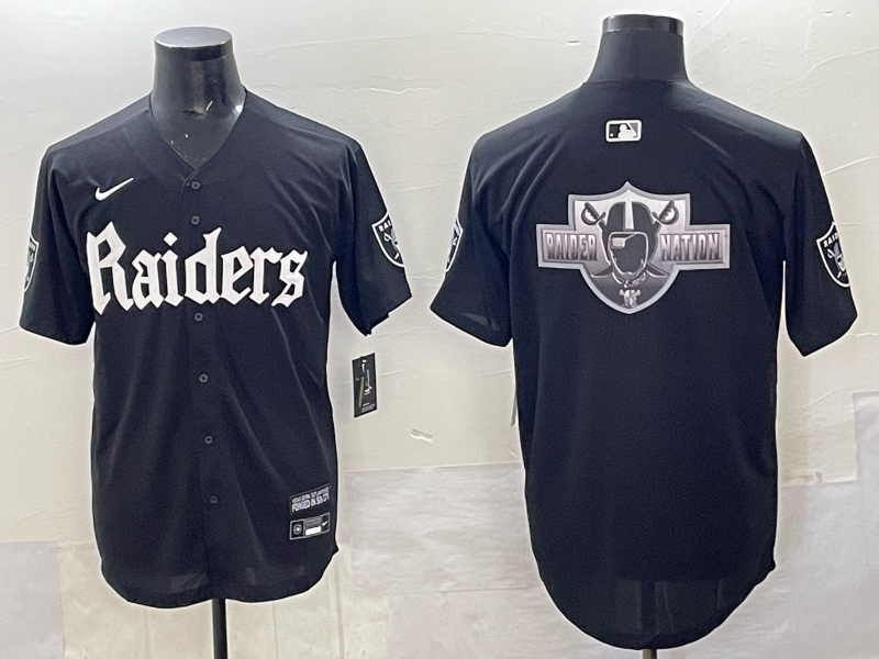 Men's Las Vegas Raiders Team Big Logo Black 'Gothic Sin City Shadows Edition' Vapor Limited Stitched Baseball Jersey
